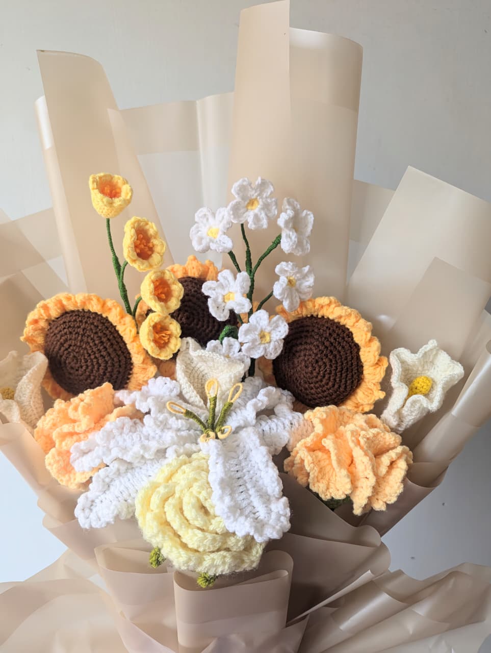 Sunlit Crochet Bouquet